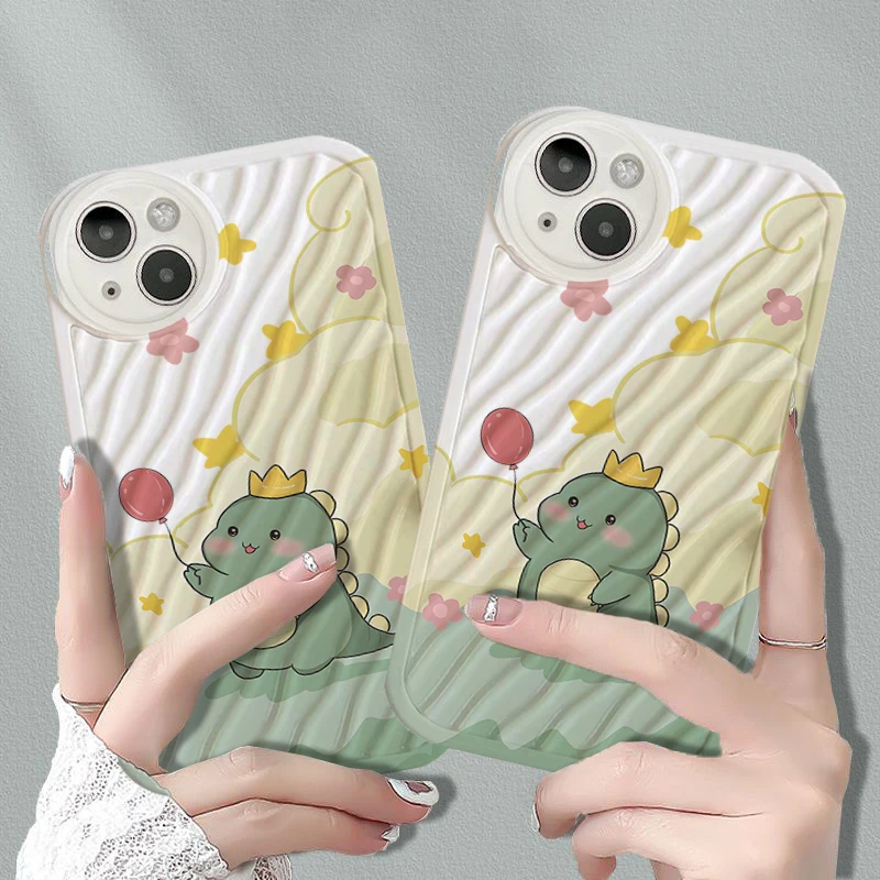 

Water Ripple Lovely Dinosaur Phone Case For iPhone 14 13 12 11 Pro Max Mini XS Max XR 7 8 Plus SE2022 SE3 Protection Back Cover
