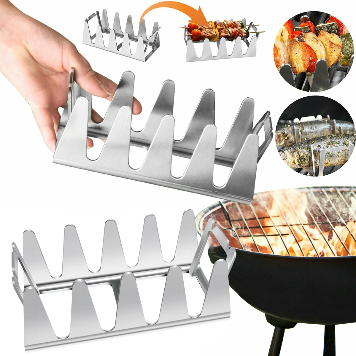 

BBQ Multi Grill Rack Robust Stainless Steel Stand Portable Firewood Bonfire Grill Holder Travel Camping Barbecue Tool Accessory