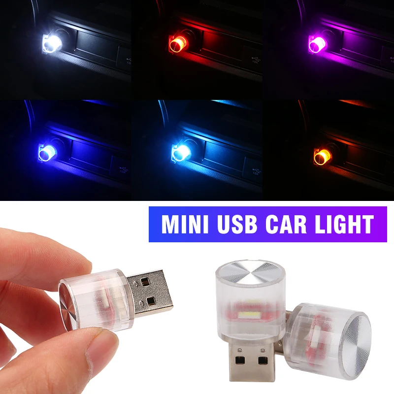 

OKEEN LED мини USB автомобильный светильник, универсальный автомобильный интерьерный окружающий светильник, цветной Авто интерьерный атмосферн...