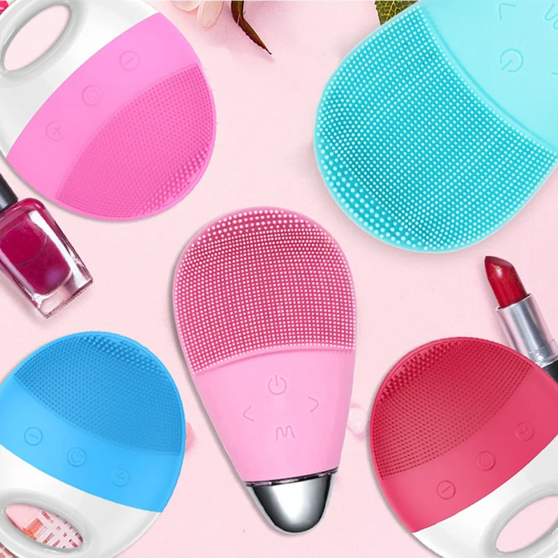 

Silicone Face Washing Machine Ultrasonic Brushes Vibration Waterproof Facial Cleansing Devices Deep Wash Skin Care Tools
