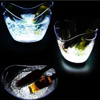 Large Size 12L Led Rechargeable Ice Buckets Color Changing Light Up Wine Cooler Barrel Shaped Champagne Wine Beer Storage