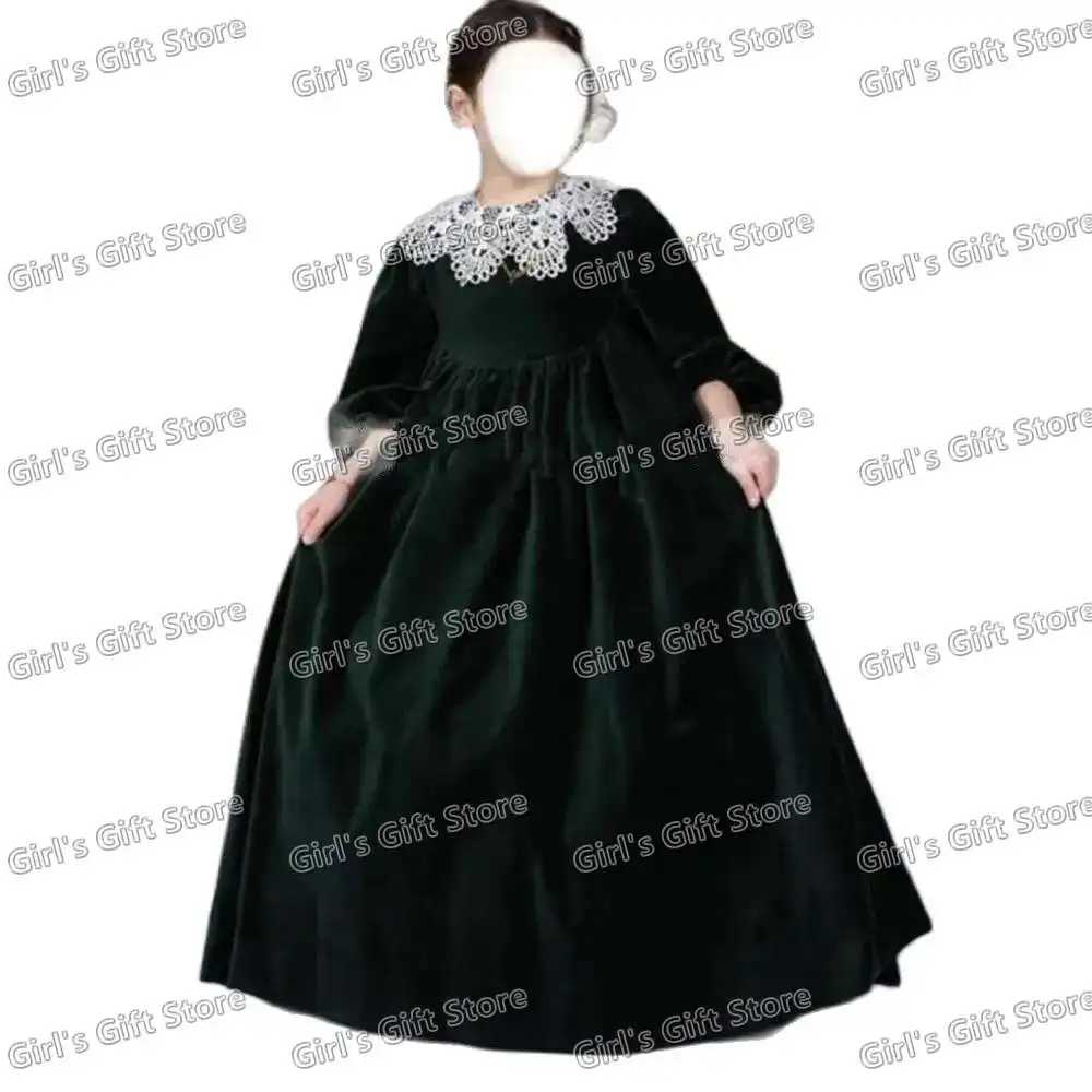 Бархатная Вышивка Кружева Шея пышные воздушные шары рукав 3/4 цветочные платья