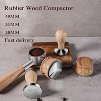 coffee tamper 495158 solid wood handle 304stainless steel coffee distributor coffee powder hammer coffee accessories