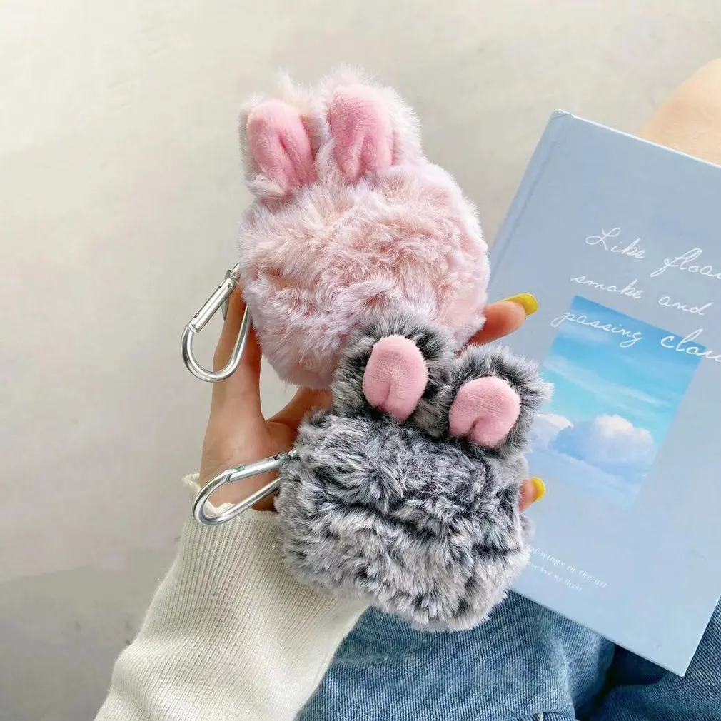

Cartoon cute 3D plush bunny Earphone Case for AirPods Pro 3 Furry hand warmer soft Case Protective Case for AirPod 1 2 AirPods