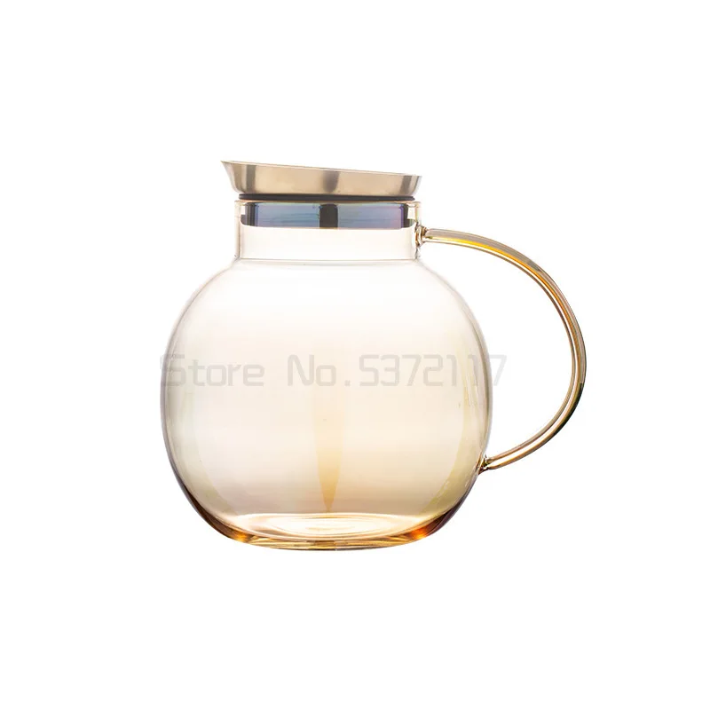 

Afternoon Tea Cup Pot Set Living Room 450ml Glass Cup Home Use 1800ml Flower Tea Kettle Amber Teaware 5 Piece Set with Tray