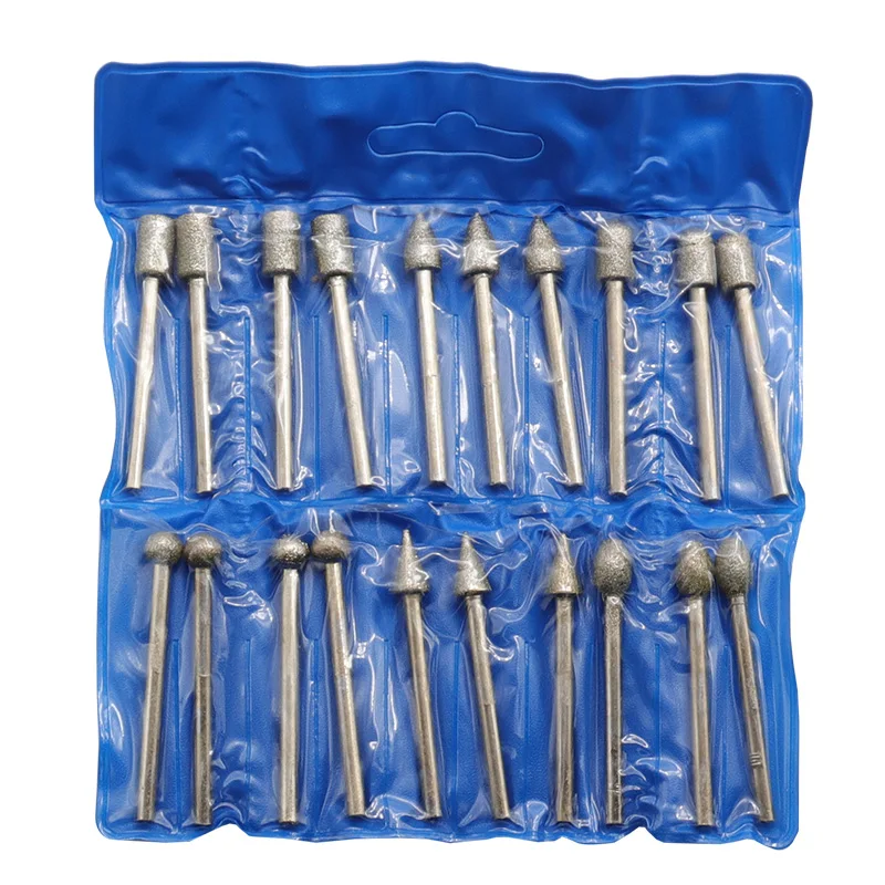 

Алмазная шлифовальная головка, шлифовальная игла, ручка диаметром 3 мм, 20 шт. в комплекте, искусственный камень, Шлифовальная головка, резьба