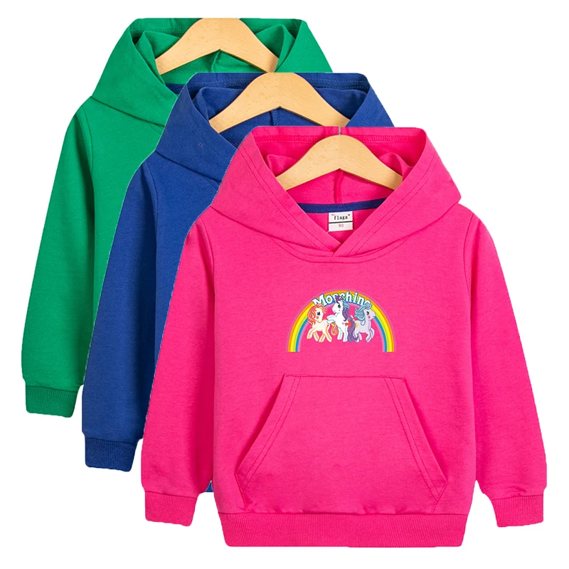 Kids Unicorn Hoodies for Girls Spring Autumn Long Sleeve Rainbow Print Sweatshirts 2-10 Years Children Cartoon Sports Clothes
