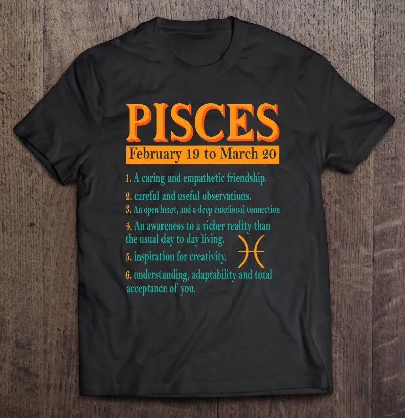 

Pisces Zodiac Sign Astrology February To March Birthday T Shirt Cotton Men Simple Men's Clothing Shirt Gym Men Tops T-Shirt