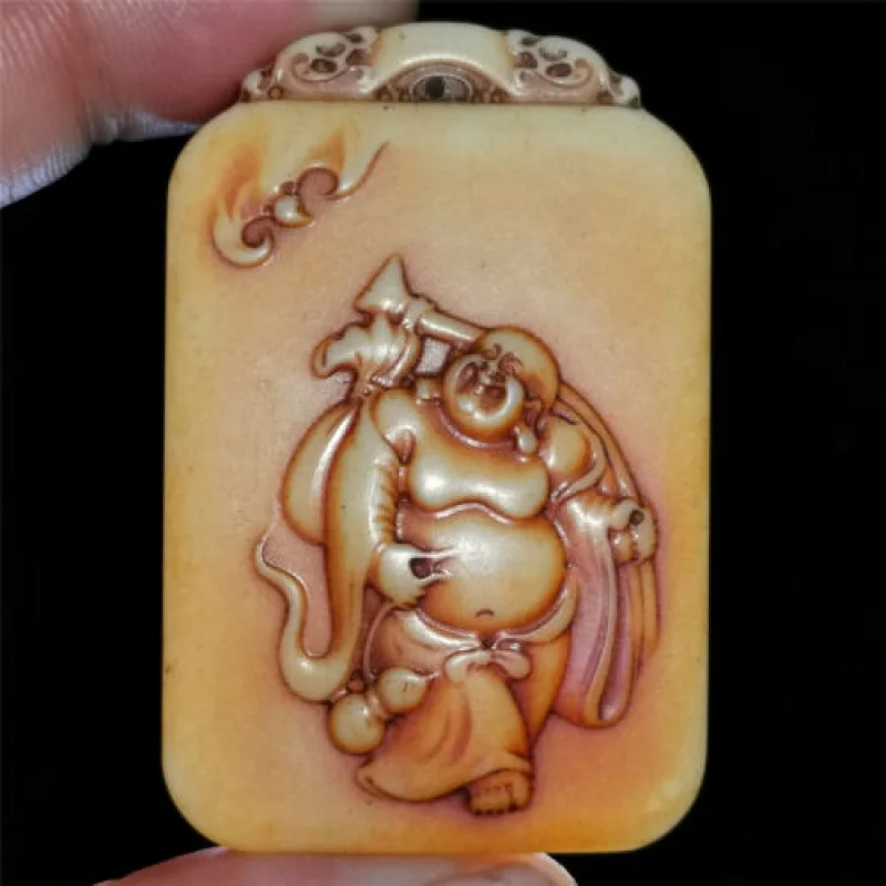 

Китайское старомодное ожерелье с кулоном из редкого нефрита ручной работы Будда