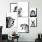 Холст с изображением Льва и львины, черно-белая абстрактная Акварельная живопись, искусство на стене, картины, декор для гостиной