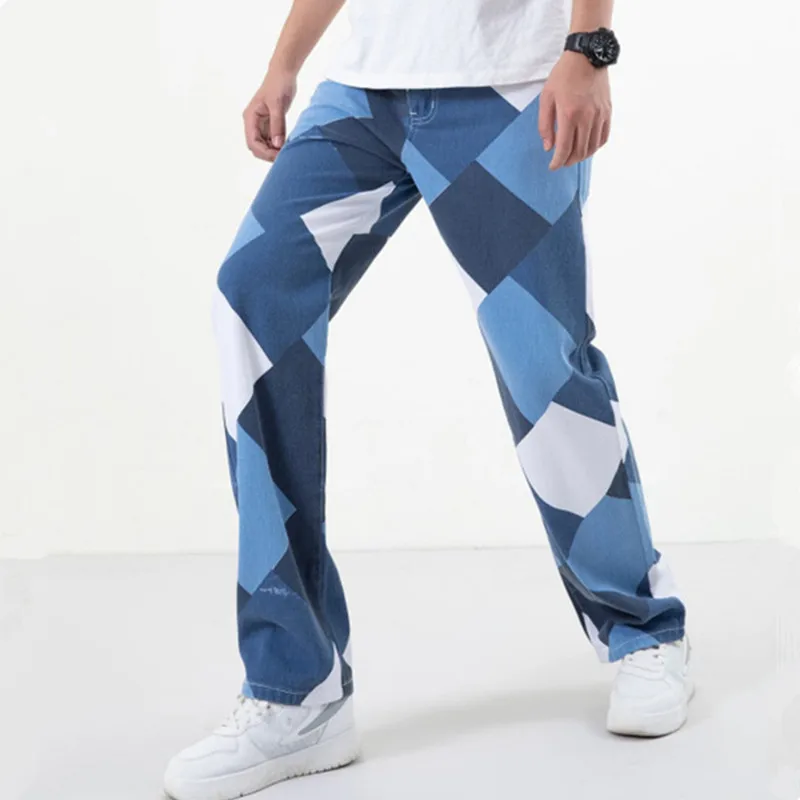 

Новые поступления 2022, мужские мешковатые джинсы в клетку в стиле хип-хоп с цветными блоками, винтажные потертые прямые женские повседневные...