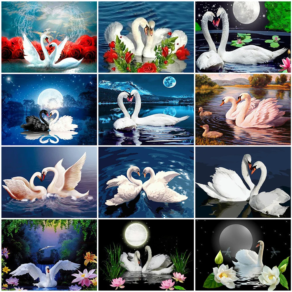 

5D Diamond Mosaic Swan Picture Rhinestone Diamond Painting Animals Full Round DIY Embroidery Art Decor For Home Handmade Gift