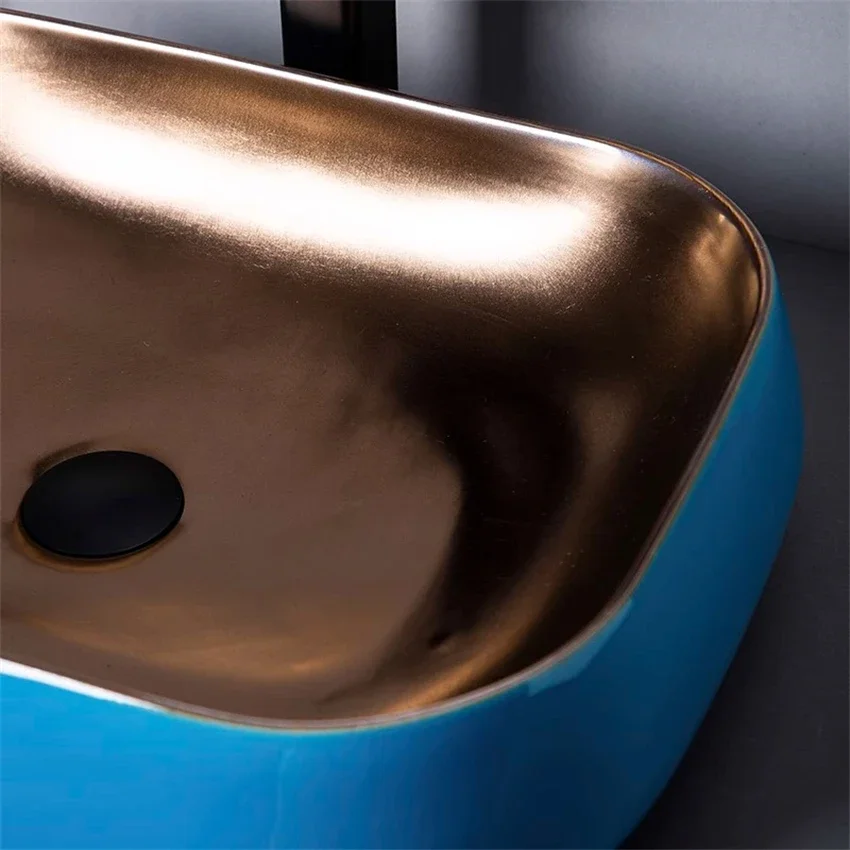 Роскошная настольная раковина в скандинавском стиле с одним металлическим