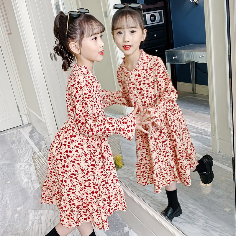 Girls Dress for Autumn Party and Wedding School Long Sleeves Elegance Princess Dress 4 5 6 7 8 9 10 11 12 Years Kids Clothing