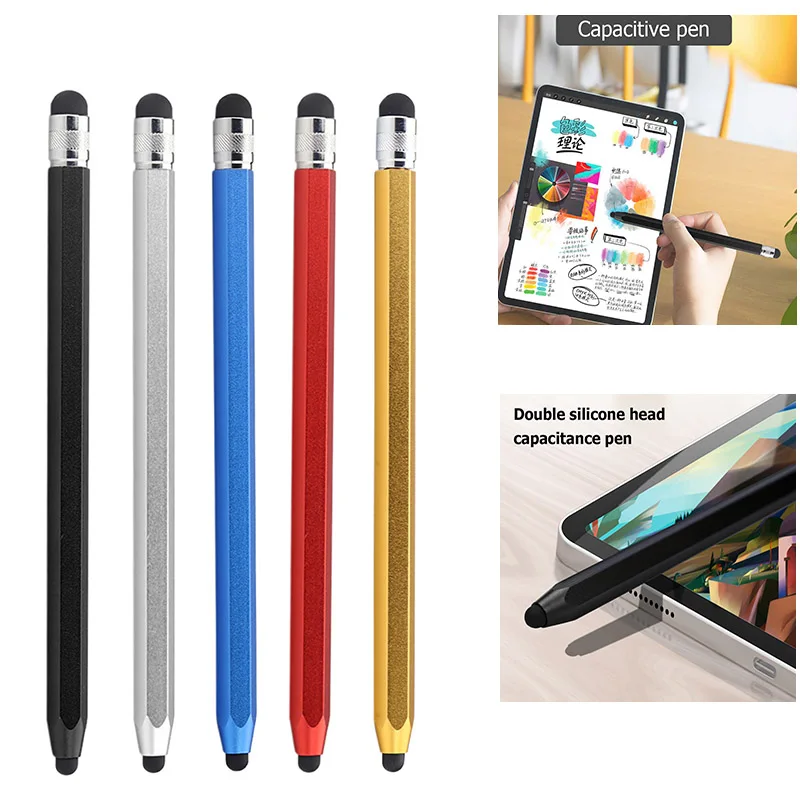 

14.5cm Universal Pencil Double Dual Silicon Head Touch Capacitive Screen Stylus Capacitiva Pen For Ipad Tablet Smartphone