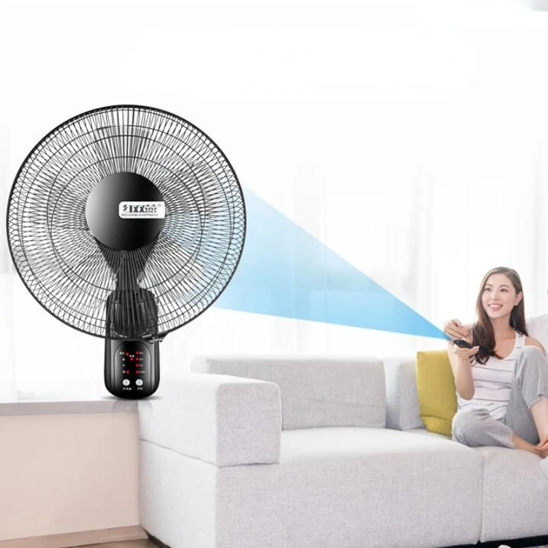 Wall fan wall-mounted electric fan home restaurant shaking head mute remote control 16 inch industrial wall-mounted fan