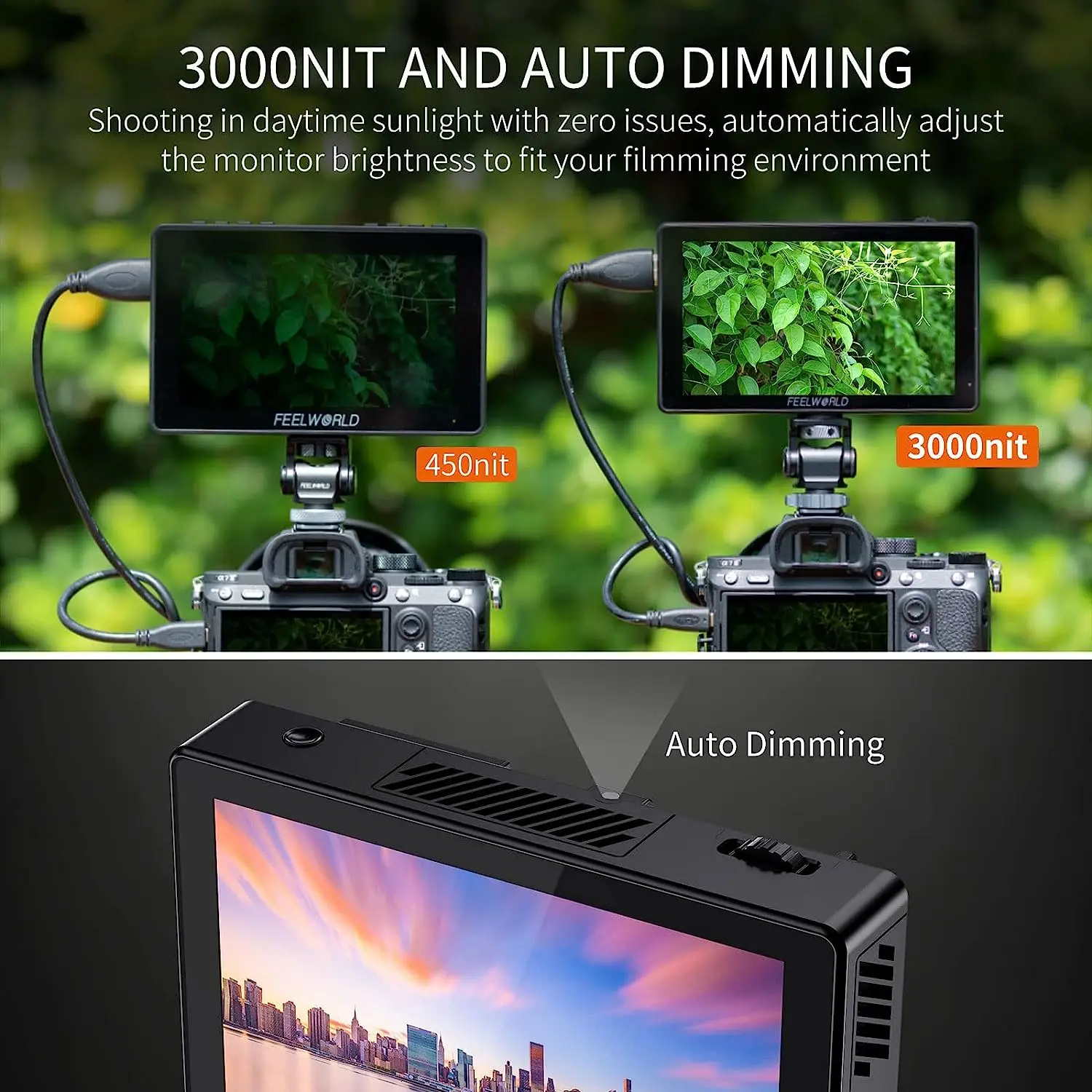 FEELWORLD LUT5 5 5-дюймовый 3000-nit 4K сенсорный экран монитор 3D LUT HDR 1920X1080 полевой камеры с