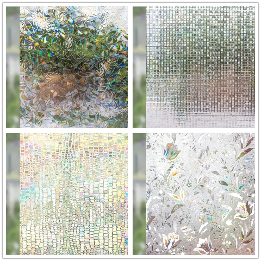 

Stained Glass Film Privacy ,3D Decorative Window Privacy Film No Glue Removable Home Office Anti UV Window Decorative Stickers