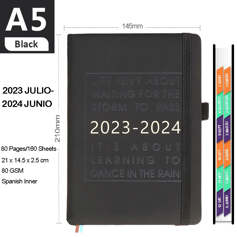 

2023-2024 Spanish Planner Notebook A5 Agenda Daily Schedule Journal Diary Office School Supplies Accessories Stationery