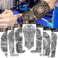 waterproof temporary fake tattoo upper arm men women human wolf head totem arabic text disposable fake pattern stickers