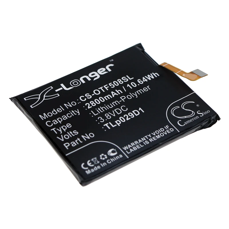 

Аккумулятор CS 2800mAh / 10.64Wh для Vodafone Smart N9, VFD720 TLp029D1