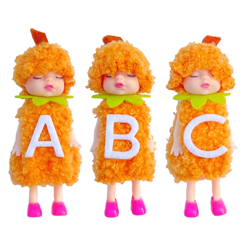 

Orange Baby Doll Pumpkin Alphabet Pendant Ornament Plastic Babies Halloween Decoration DIY Craft for Home Store