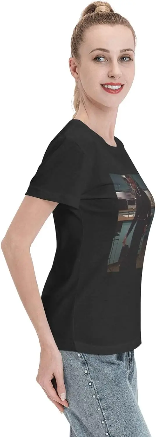 Женская хлопковая футболка с коротким рукавом и круглым вырезом