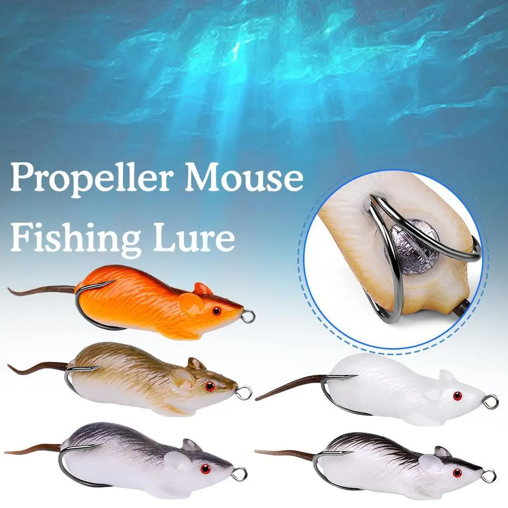 

5 Colors Whopper Plopper Bionic Bait Propeller Mouse Fishing Lure Simulation Mouse Fishing Lure Soft CrankBait Minnow