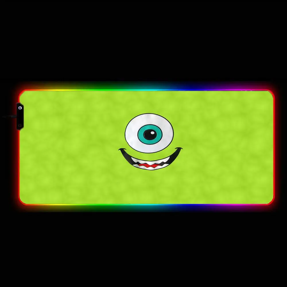 

Большой игровой коврик для мыши Mike Wazowski Kawaii Disney RGB с клавиатурой XXL, Настольный коврик для мыши со светодиодный Ной подсветкой, резиновый ков...