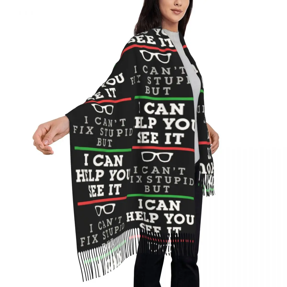 Optometrist Optometry Ophthalmology Funny Saying See Stupid Scarf Tassel Scarves for Women Shawls Wraps Fall Winter Shawl Wrap