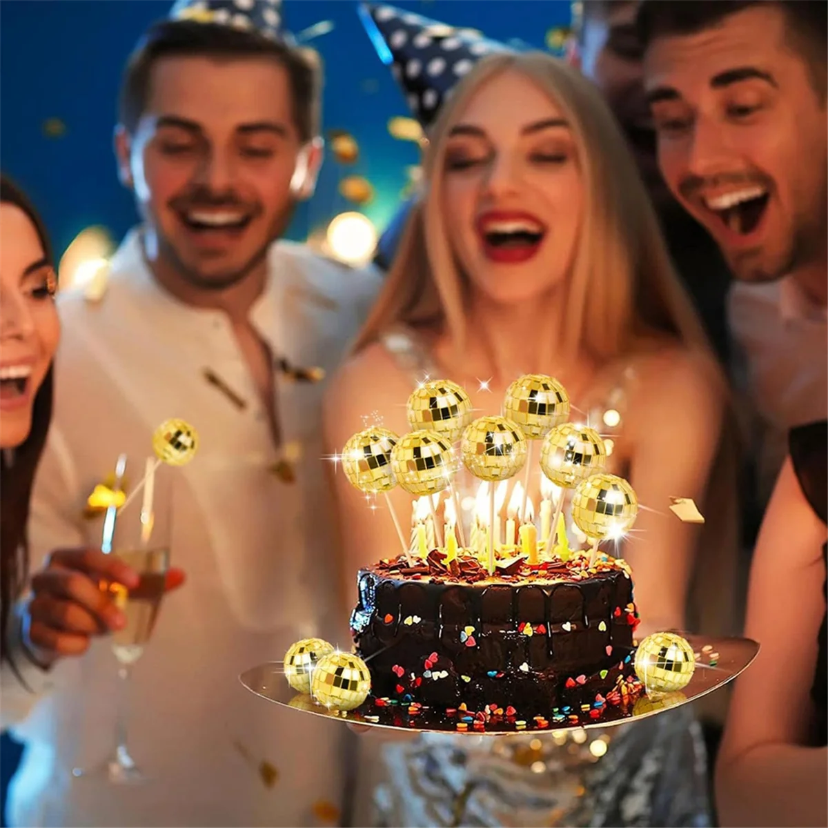 24 шт. диско-шар топперы для кексов выбор светоотражающие зеркальные шары торта