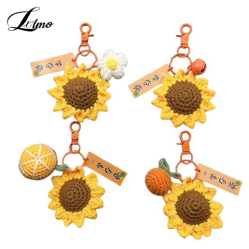 

Брелок «сделай сам» с маленьким солнцем, теплый милый шерстяной вязаный крючком Подсолнух, женская сумка, Мужская подвеска для автомобиля, ювелирное изделие, креативный подарок