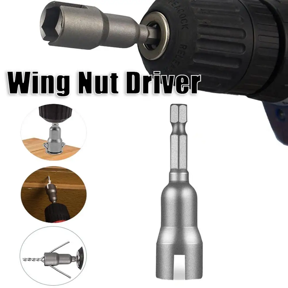 

1/4 Inch Butterfly Bolt Socket Wrench 6.35mm Hex Shank Socket Adapter Nut For Power Tools Slotted Electric Screwdriver Sleeve