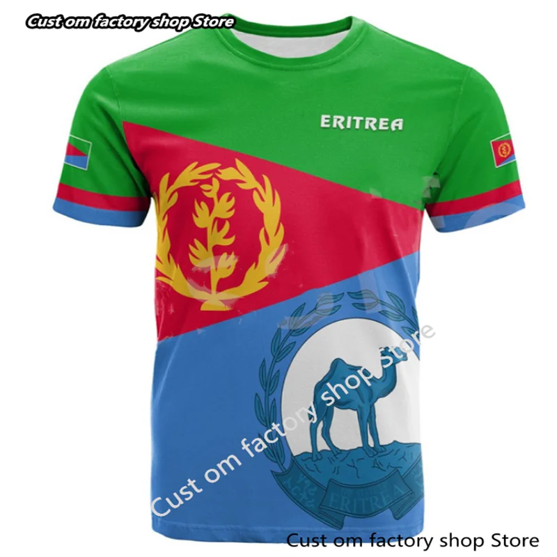 

Africa Country Eritrea Lion Colorful Retro 3D Print Men/Women Summer Casual Funny Short Sleeves T-Shirts Streetwear A11