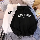 Женские толстовки с капюшоном, удобные теплые толстовки с принтом Нью-Йорка, пуловеры для осени и зимы, 2021