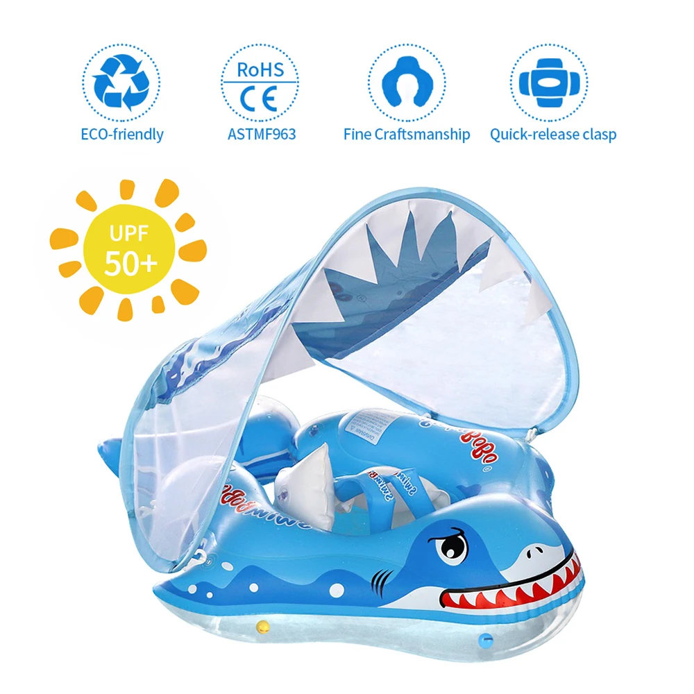 

Baby Swimming Float New Born with Sun Canopy Inflatable Swim Float for Baby Kids 6-36 Months Summer Pool Toys Swim Rings Circle