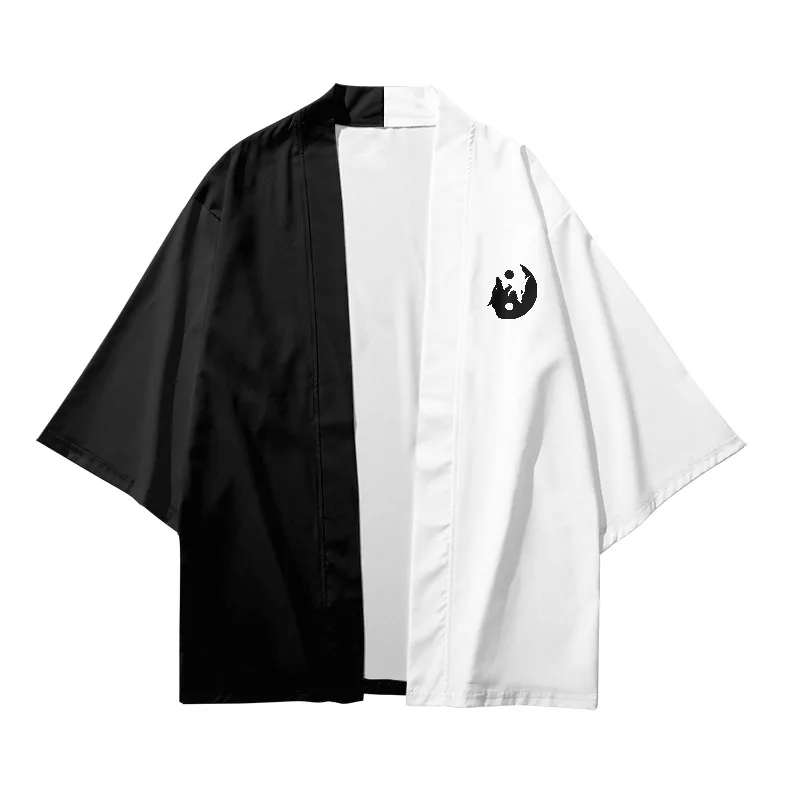 

New Plus Size 6XL 5XL 4XL Loose Japanese Black White Robe Cardigan Women Men Harajuku Kimono Samurai Cosplay Blouse Yukata