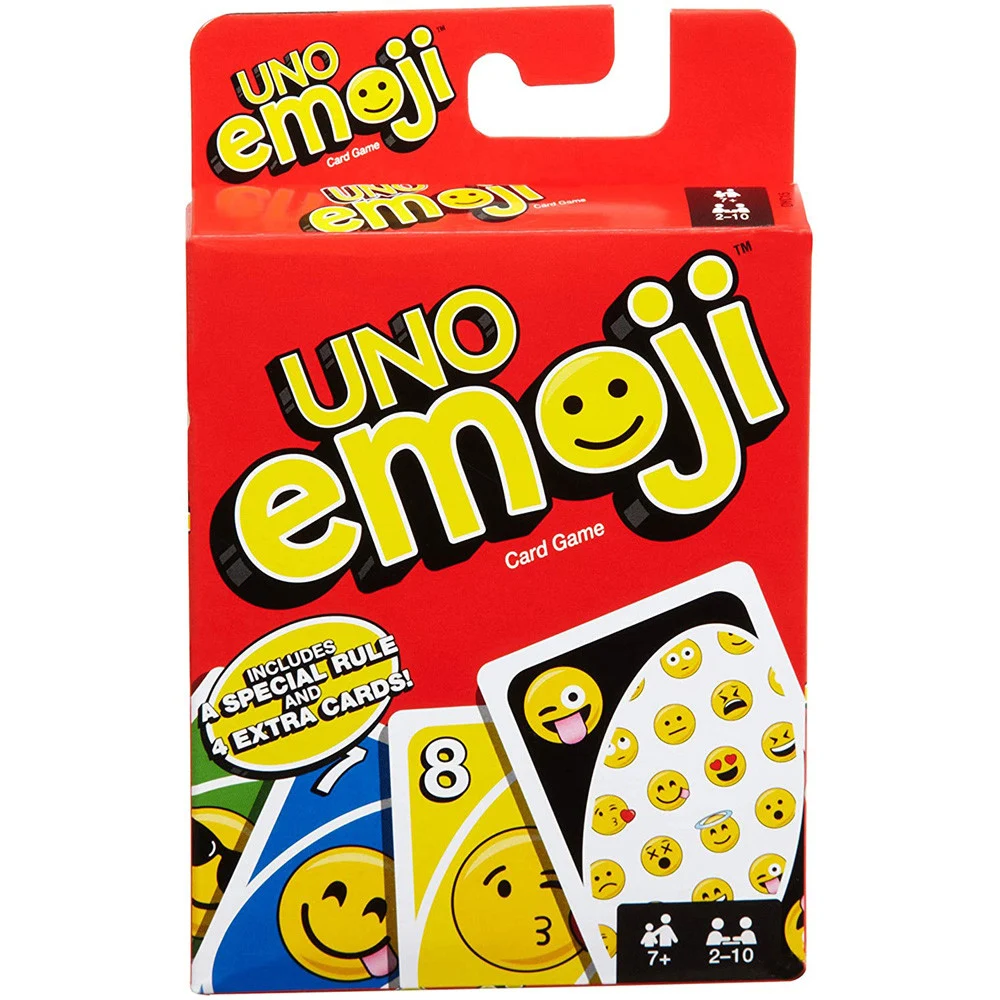 

112 Card Mattel UNO Emoji Games Multicolor Basic Pack Board Game Family Funny Playing Cards Children Toys Box Christmas Gift