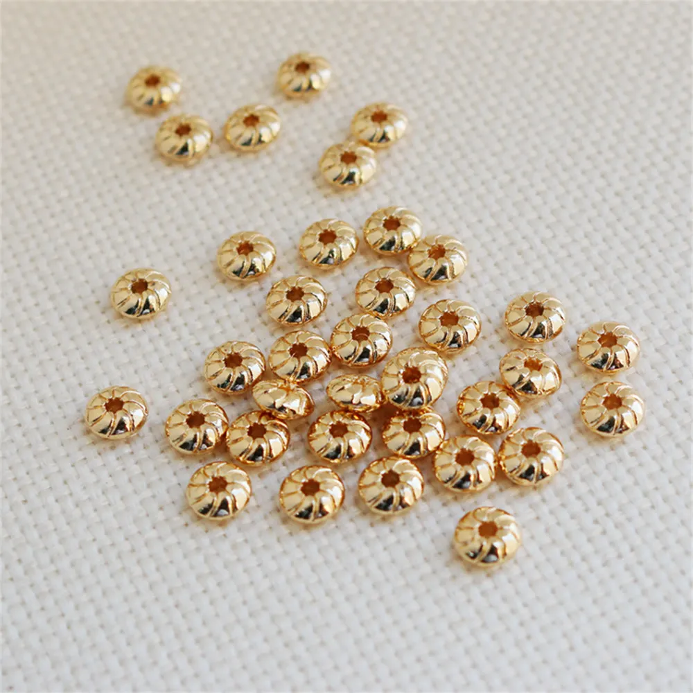 

50pcs 14K package gold pumpkin pattern septum piece 2.5*6mm loose bead DIY bracelet abacus with bead septum hand string necklace