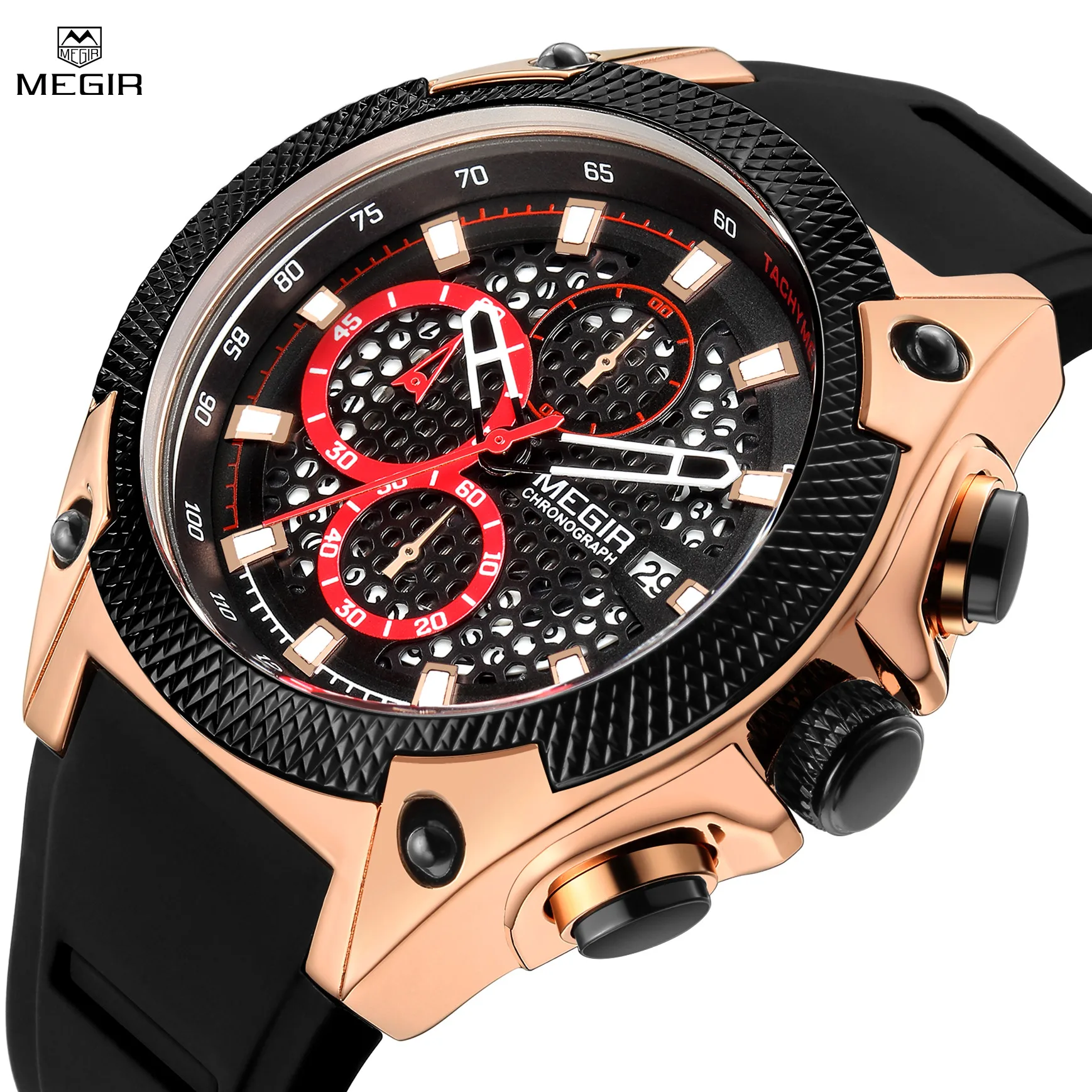 

MEGIR Fashion Sports Military Watches for Mens Top Brand Luxury Military Wristwatch Silicone Waterproof Clock Relogios Masculino