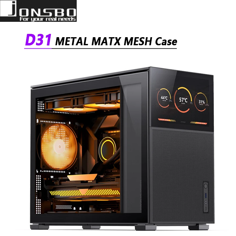 JONSBO Pinecone D31 Case MATX ITX 1280x800 resolution Sub Screen of Video Games Support ATX Power 360 Cold Exhaust Chassis