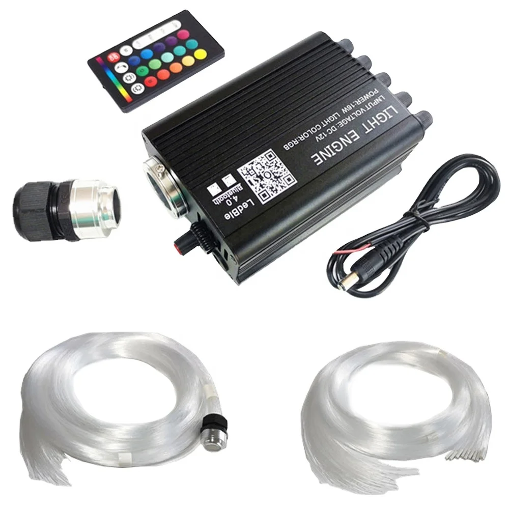 

12v 16w mobile APP RGBW shooting star light engine +0.75mm 600pcs 3m/pcs fiber optic kit for car