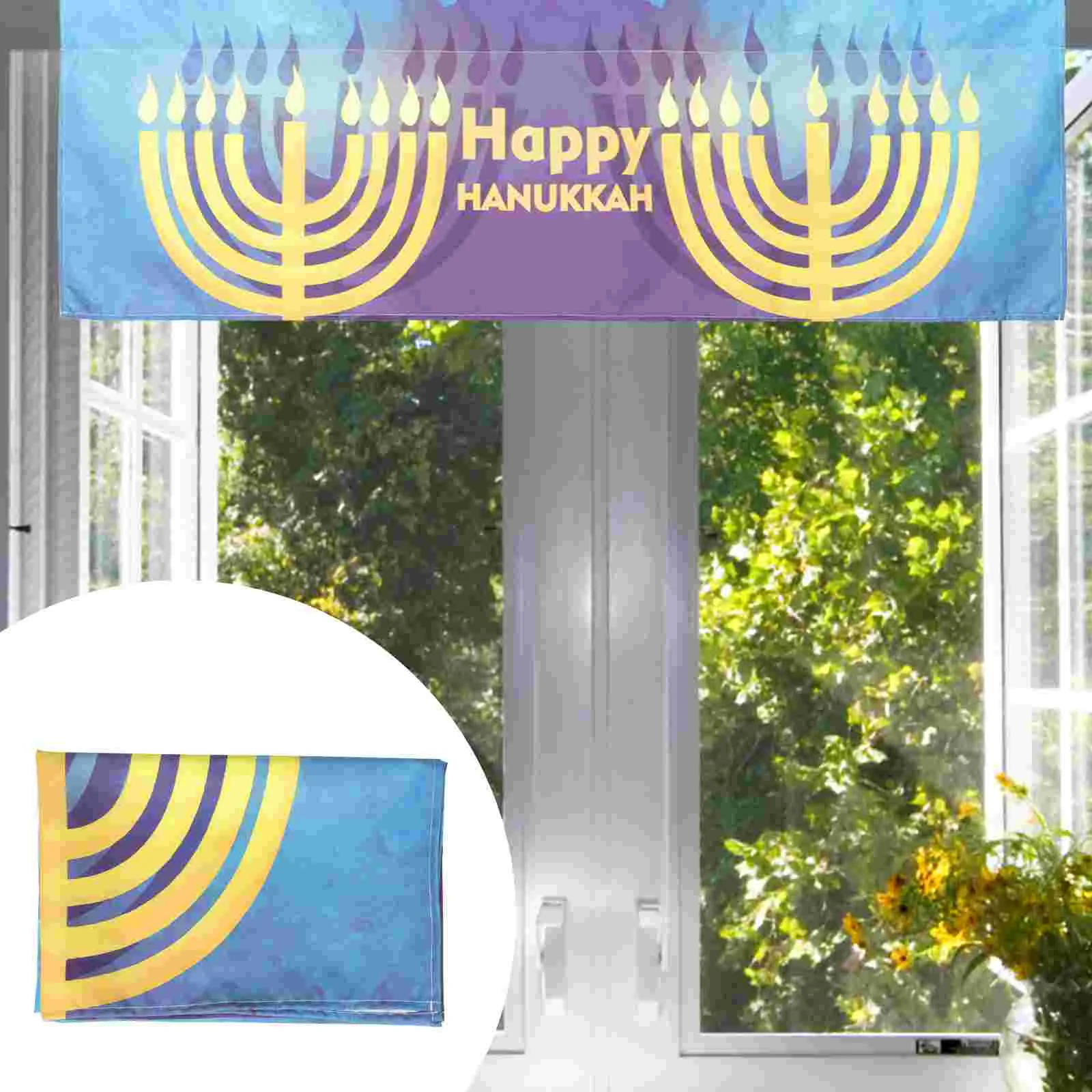 

Cotton Hanukkah Door Curtain Kitchen Cloth Door Curtain Kitchen Decorative Door Curtain for Hanukkah Home Festival
