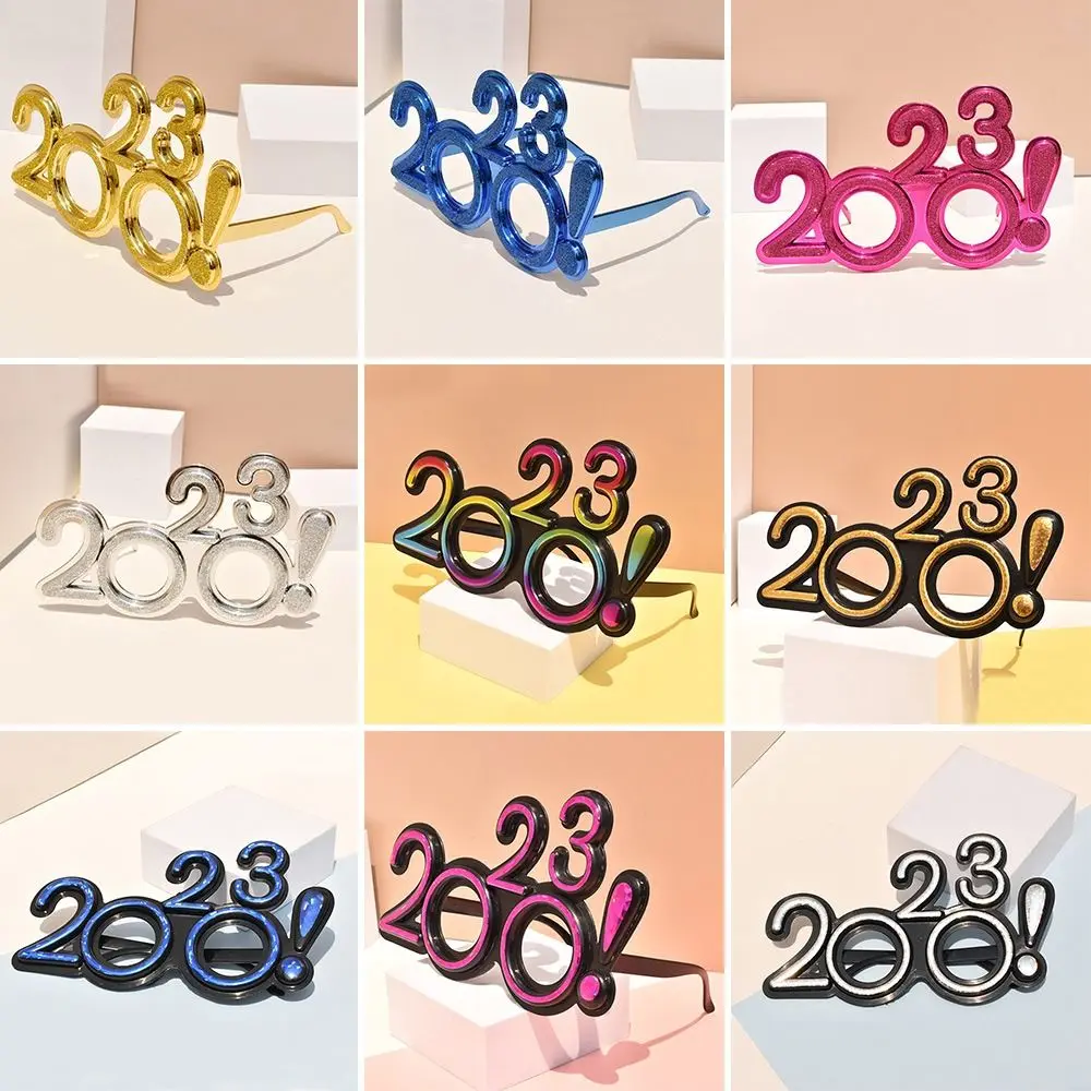 

2Pcs Happy New Year Eyeglasses 2023 Glasses Frame Photo Booth Props For New Year's Eve Party Celebration Party Supplies
