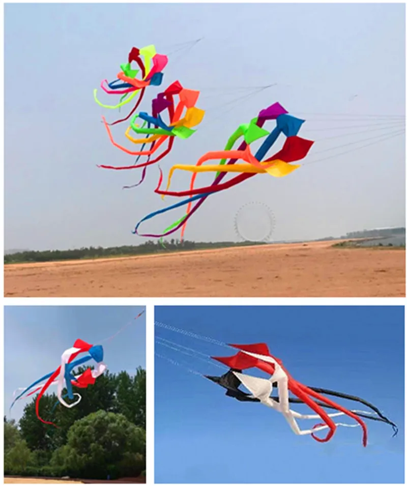 Бесплатная доставка 6 м Радужный змей с ветровым носком летающий для взрослых