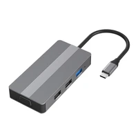 multifunctional dock station 8 in 1 type c hub to hdmi compatible vga3 x usb tfsd card reader 100w pd adapter