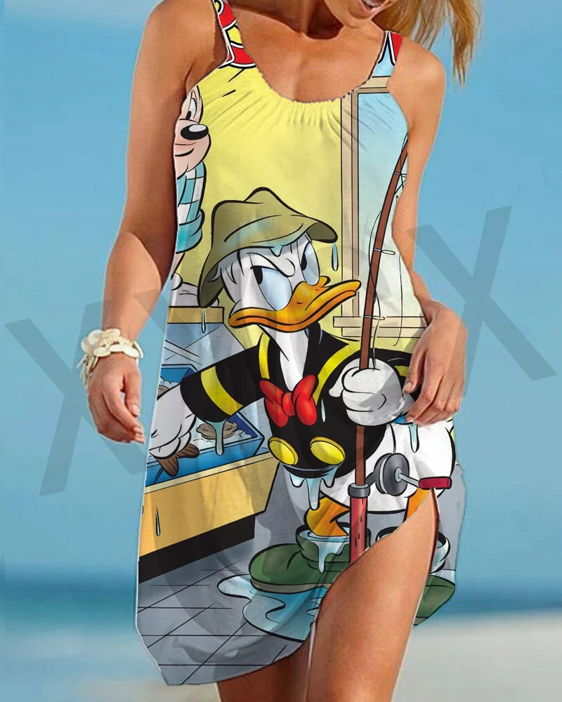

Sexy Women's Dresses Dating Essential Cartoon Disney Beach Dress Seaside Travel Party Mickey/Minnie Print Top Camisole Loose Cut