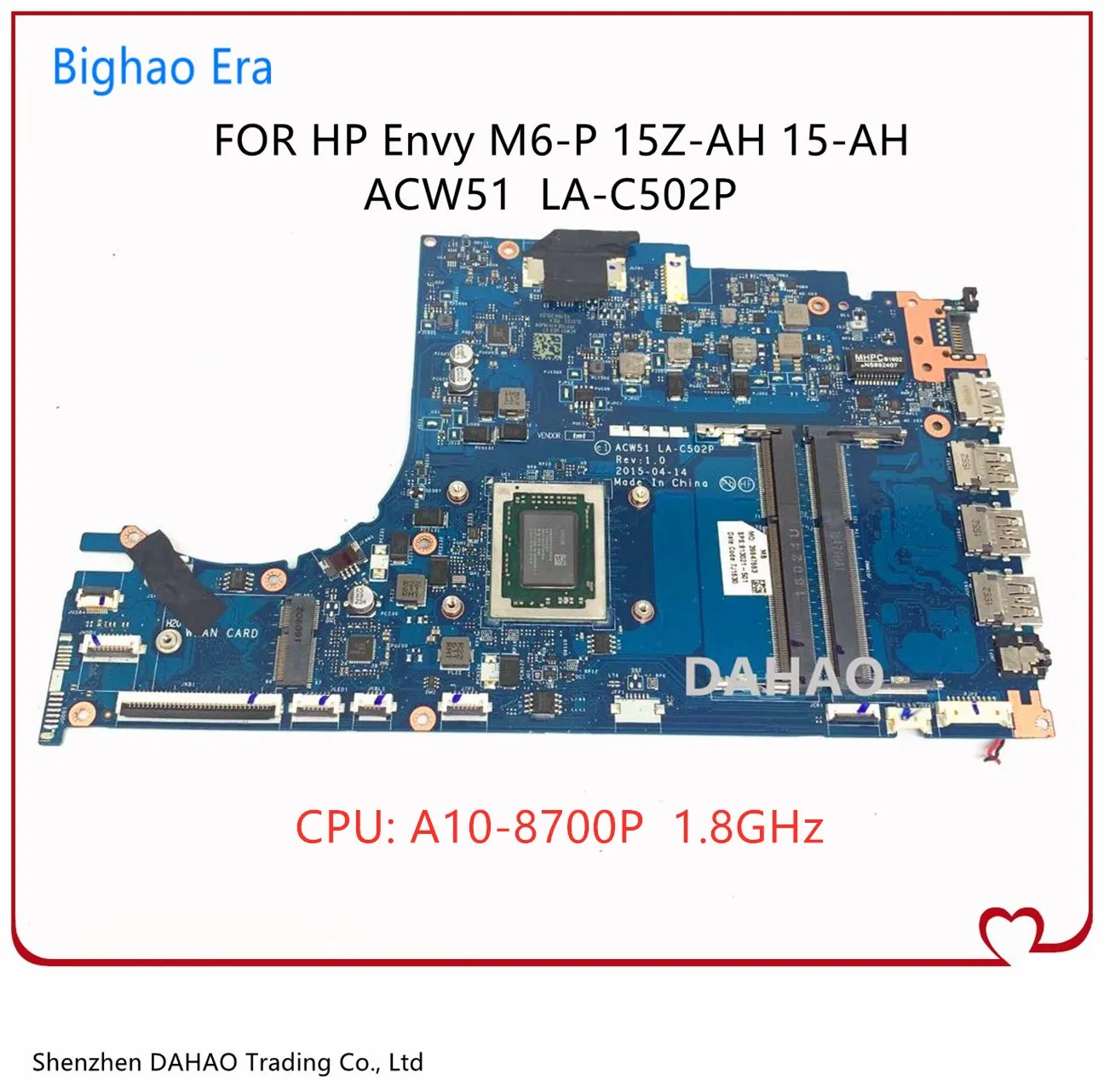 

835049-501 824209-501 824209-001 813021-501 For HP 15-AH Envy M6-P Laptop Motherboard With AMD CPU DDR3