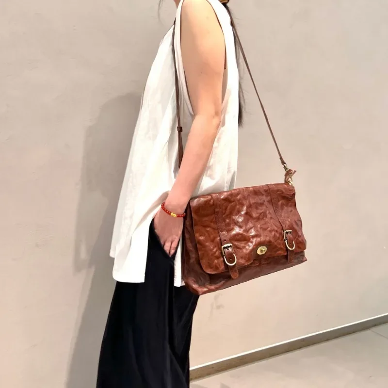 Высококачественная винтажная сумка ручной работы из натуральной кожи складная