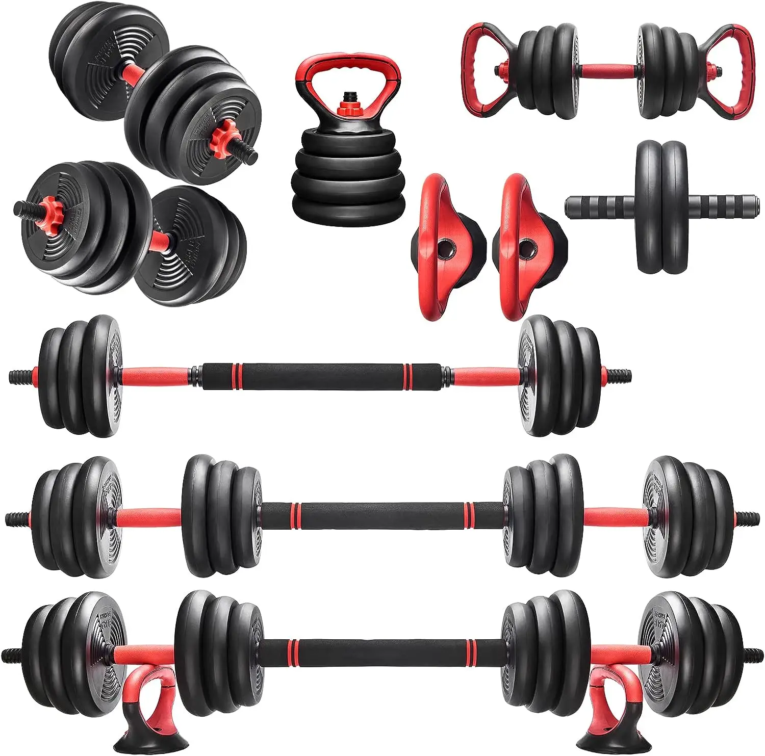 

Barbell Kettlebell Set 40LB Adjustable Free Weights Home Gym